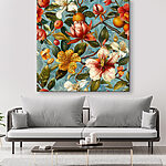 Wandbilder Florales Muster mit Orangen und Blumen
