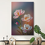Wandbilder Gruppe von rosa und weißen Blumen