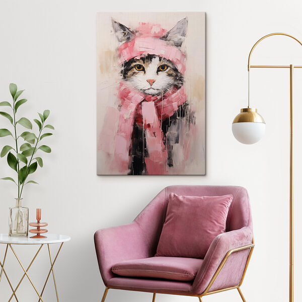Gemälde einer Katze mit Kopftuch Wandbilder Gemälde einer Katze mit Kopftuch