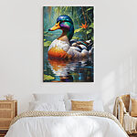 Wandbilder Bunte Ente im Wasser