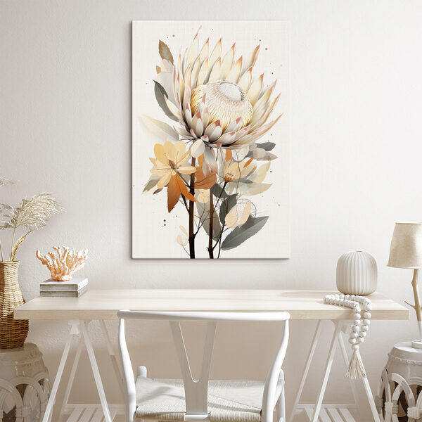 Blume mit Blättern und einer weißen Blüte Wandbilder Blume mit Blättern und einer weißen Blüte