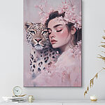 Wandbilder Frau mit Gepard