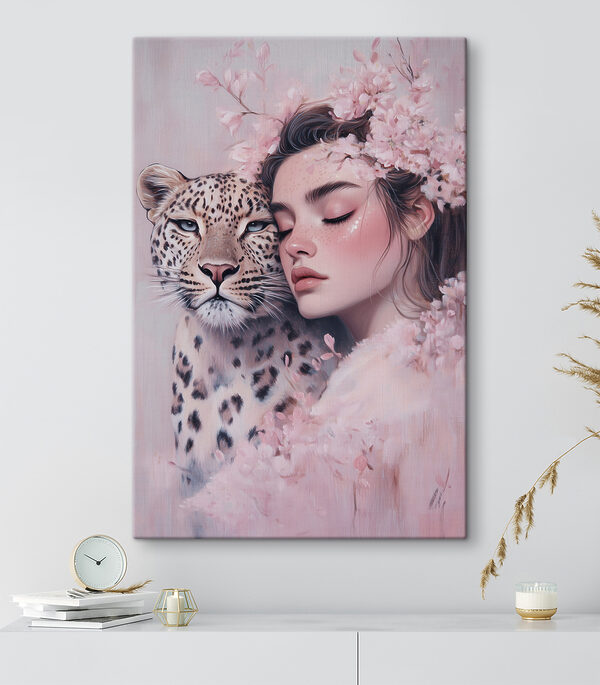 Frau mit Gepard Wandbilder Frau mit Gepard