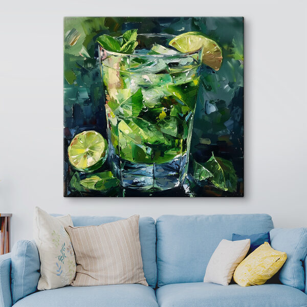 Glas mit Eis und Limetten Wandbilder Glas mit Eis und Limetten