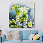 Wandbilder Ein Glas Wasser mit Limetten und Minzblättern