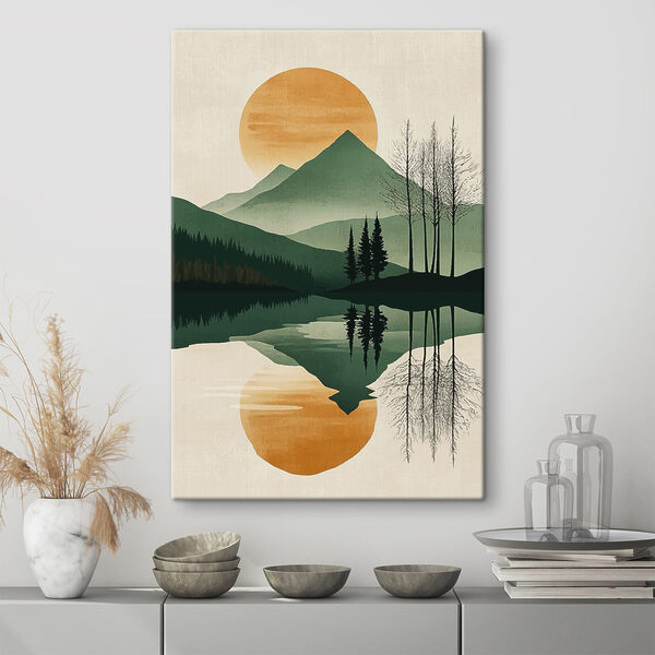 Landschaft mit Bergen, Bäumen und einem See Wandbilder Landschaft mit Bergen, Bäumen und einem See