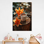 Wandbilder Tasse Kaffee und Orangenblüten