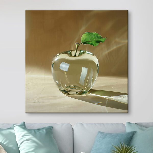 Glasapfel mit einem Blatt darauf Wandbilder Glasapfel mit einem Blatt darauf