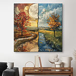 Wandbilder Puzzle einer Landschaft mit Bäumen und einem Fluss