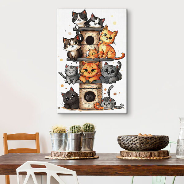 Gruppe von Katzen auf einem Turm Wandbilder Gruppe von Katzen auf einem Turm