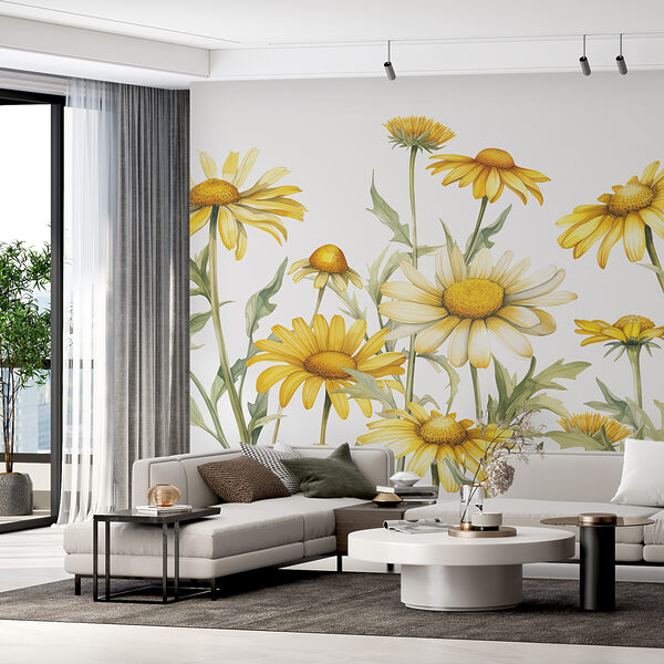 Gruppe von gelben Blumen Fototapeten Gruppe von gelben Blumen