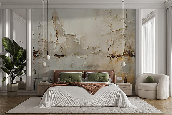 Weiße Wand mit abblätternder Farbe Fototapeten Weiße Wand mit abblätternder Farbe