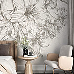 Fototapeten Elegante Skizze mit zeitlosem Blumenschmuck