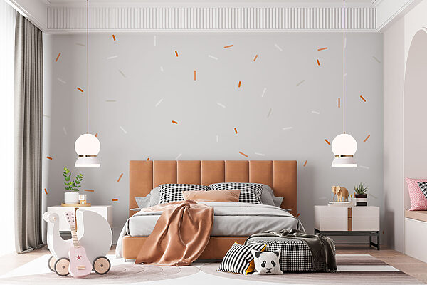 Weiße und orangefarbene Streusel auf grauem Hintergrund Fototapeten Weiße und orangefarbene Streusel auf grauem Hintergrund
