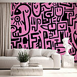 Fototapeten Rosa und schwarzes Muster