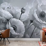 Fototapeten Elegante Mohnblumen in Monochrom