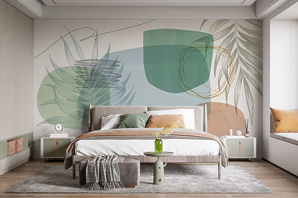 Abstrakte botanische Formen und Linien Fototapeten Abstrakte botanische Formen und Linien