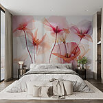 Fototapeten Gruppe von Blumen mit transparenten Blütenblättern