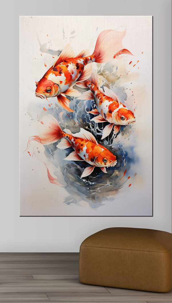Gruppe von orangefarbenen und weißen Fischen Wandbilder Gruppe von orangefarbenen und weißen Fischen