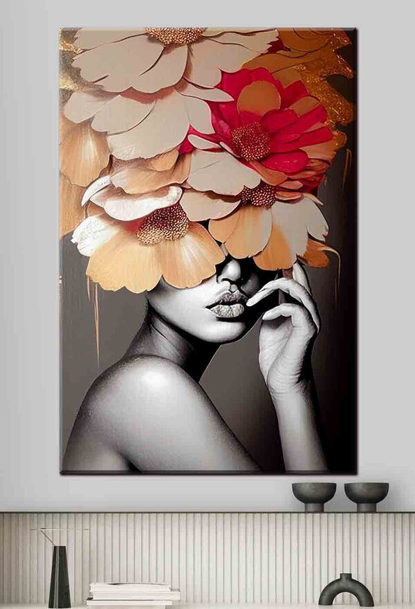 Frau mit Blumen auf dem Kopf Wandbilder Frau mit Blumen auf dem Kopf