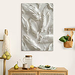 Wandbilder Weiße Federschnitzerei an einer Wand