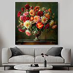 Wandbilder Vase mit Blumen auf einem Tisch