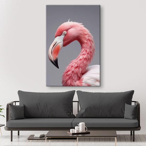 Elegantes Porträt eines rosa Flamingos Wandbilder Elegantes Porträt eines rosa Flamingos