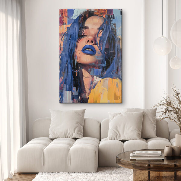 Frau mit blauem Haar und blauem Lippenstift Wandbilder Frau mit blauem Haar und blauem Lippenstift