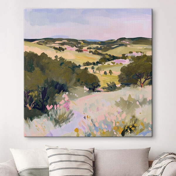 Gemälde einer Landschaft mit Bäumen und Hügeln Wandbilder Gemälde einer Landschaft mit Bäumen und Hügeln