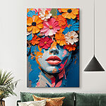 Wandbilder Gesicht mit Blumen bedeckt