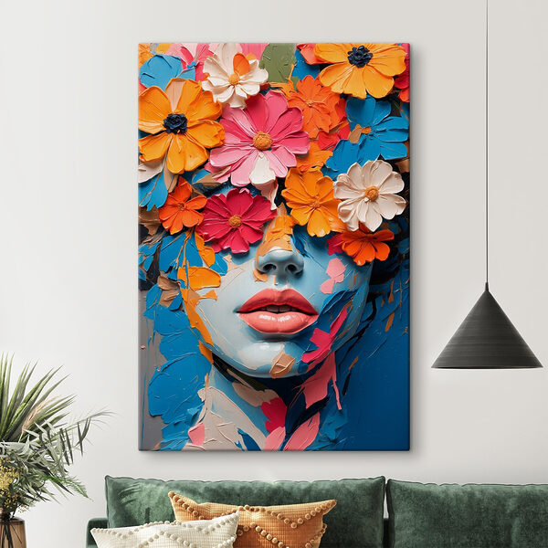 Gesicht mit Blumen bedeckt Wandbilder Gesicht mit Blumen bedeckt