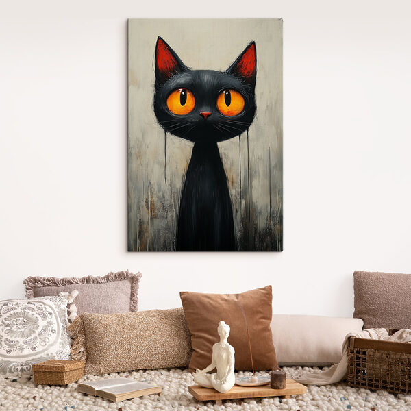 Schwarze Katze mit orangefarbenen Augen Wandbilder Schwarze Katze mit orangefarbenen Augen