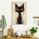 Wandbilder Schwarze Katze mit roten Augen