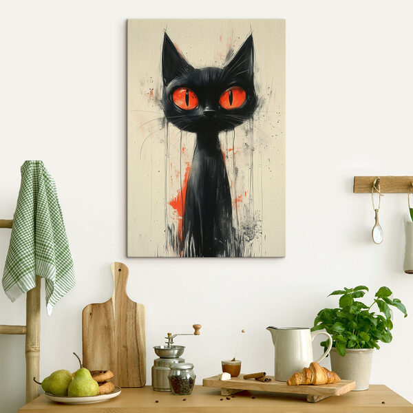 Schwarze Katze mit roten Augen Wandbilder Schwarze Katze mit roten Augen