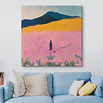 Wandbilder In einem Blumenfeld stehende Person