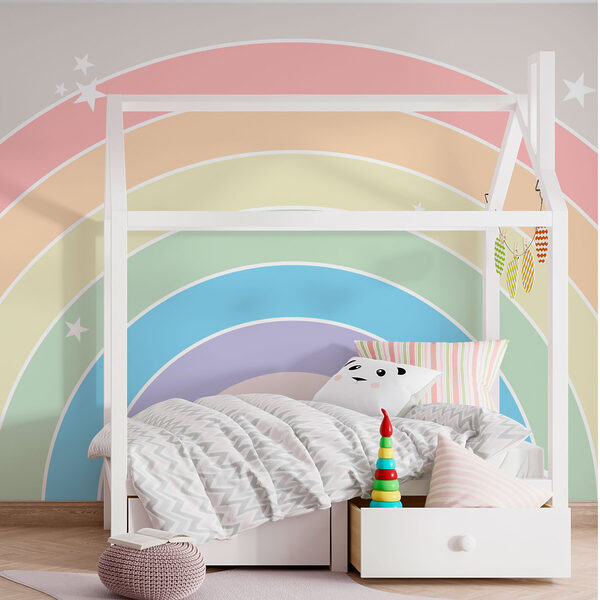 Regenbogen mit Sternen am Himmel Fototapeten Regenbogen mit Sternen am Himmel