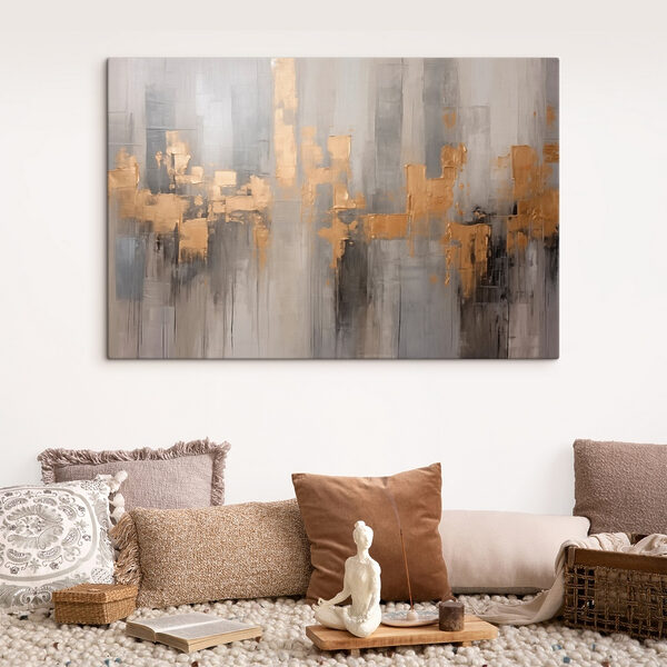 Sonnengelbe Farbtöne auf strukturierter Leinwand Wandbilder Sonnengelbe Farbtöne auf strukturierter Leinwand