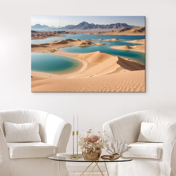 Wüste mit Wasser und Bergen im Hintergrund Wandbilder Wüste mit Wasser und Bergen im Hintergrund