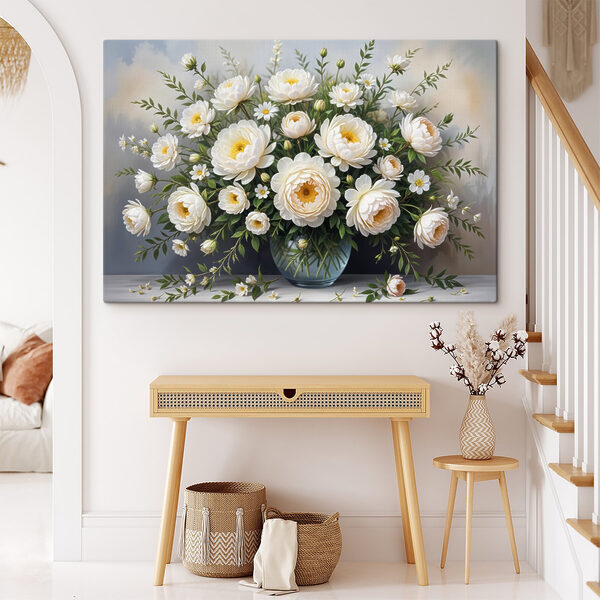 Vase mit weißen Blumen Wandbilder Vase mit weißen Blumen
