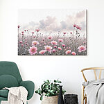 Wandbilder Feld mit rosa Blumen
