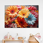 Wandbilder Gruppe von bunten Blumen
