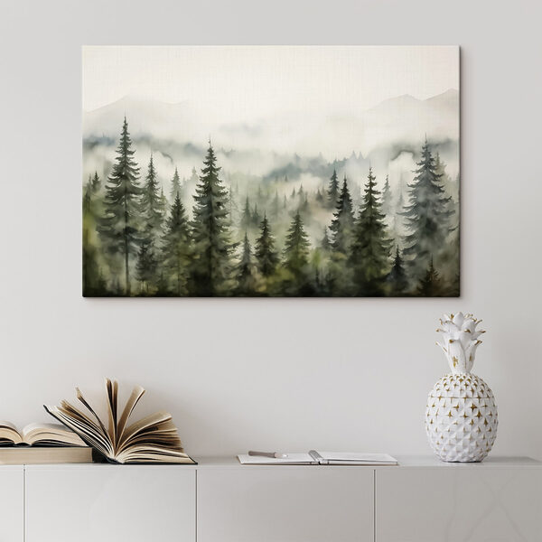 Nebliger Wald mit Bäumen Wandbilder Nebliger Wald mit Bäumen