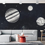 Fototapeten Planeten im Weltraum mit Sternen