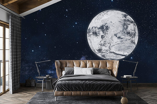 Mond im Weltraum mit Sternen Fototapeten Mond im Weltraum mit Sternen