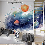 Fototapeten Planeten am Himmel mit Planeten
