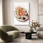 Wandbilder Teller mit Sushi mit Stäbchen