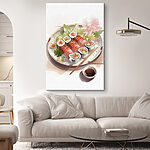 Wandbilder Sushi-Teller mit Sauce und Blumen