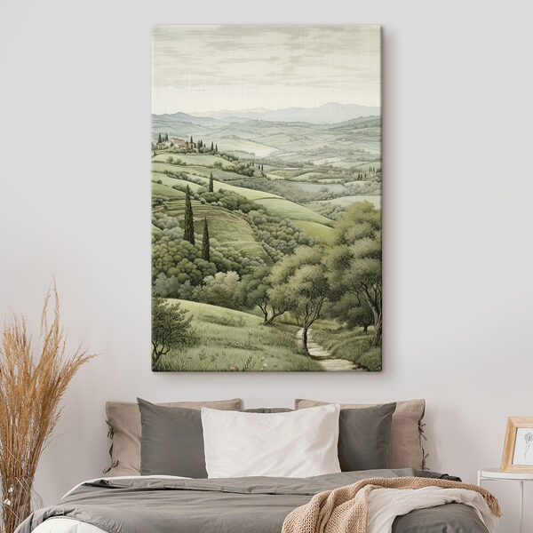 Landschaft mit Bäumen und einem Haus Wandbilder Landschaft mit Bäumen und einem Haus
