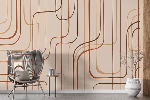 Braune Linien auf beigem Hintergrund Fototapeten Braune Linien auf beigem Hintergrund