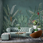 Fototapeten Tapete mit Pflanzen und Blumen